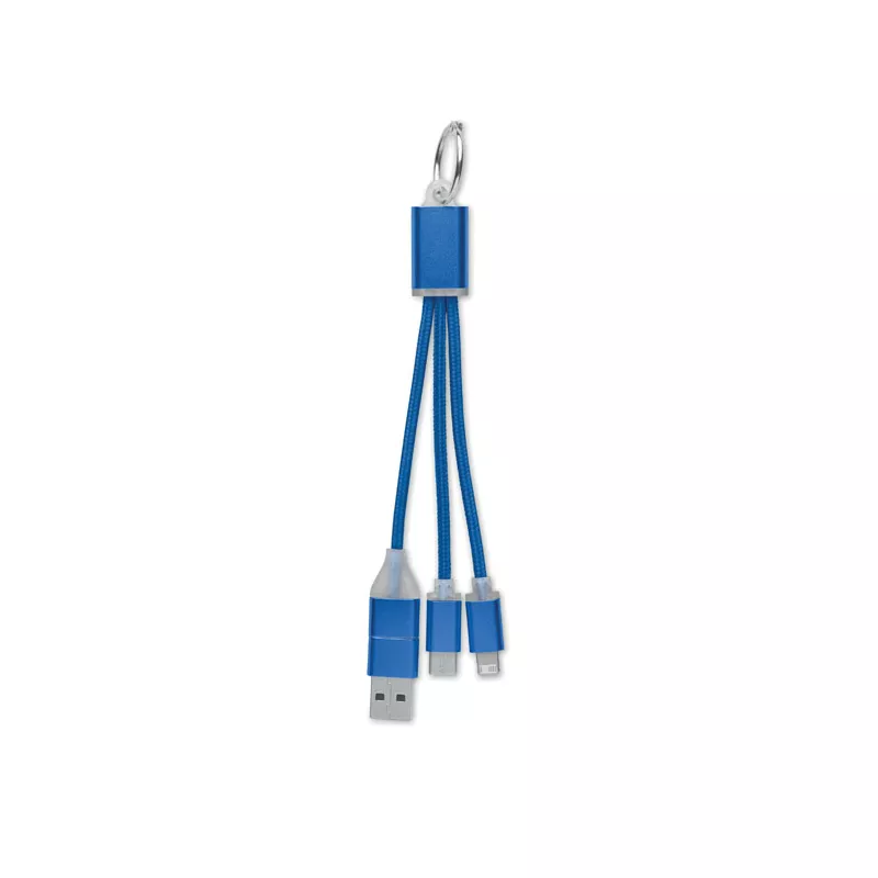 Kabel do ładowania 4 w 1 z brelokiem BLUE - Niebieski (MO2141-37)