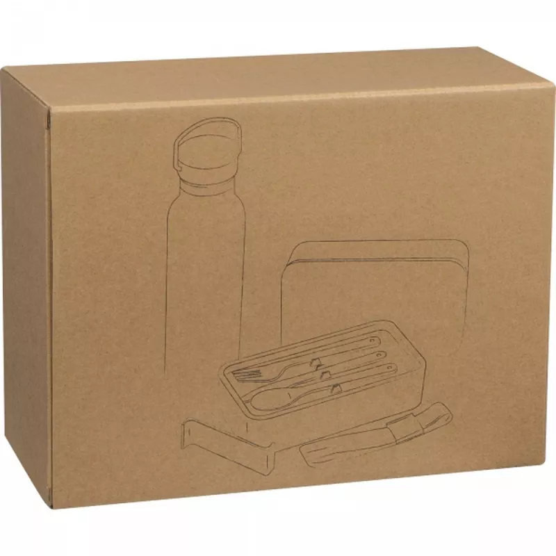Zestaw lunch box ze sztućcami i butelka termiczna 500 ml STEPHAN - czarny (6246403)