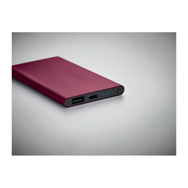 Powerbank płaski 4000 mAh aluminiowy POWERFLAT C - Burgund (MO6825-02)