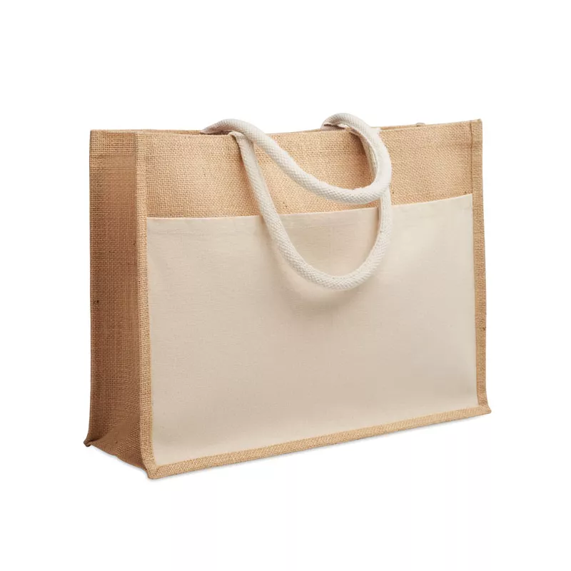 Torba z juty i płótna z kieszenią 280 g/m² BAGA - Bezowy (MO2858-13)