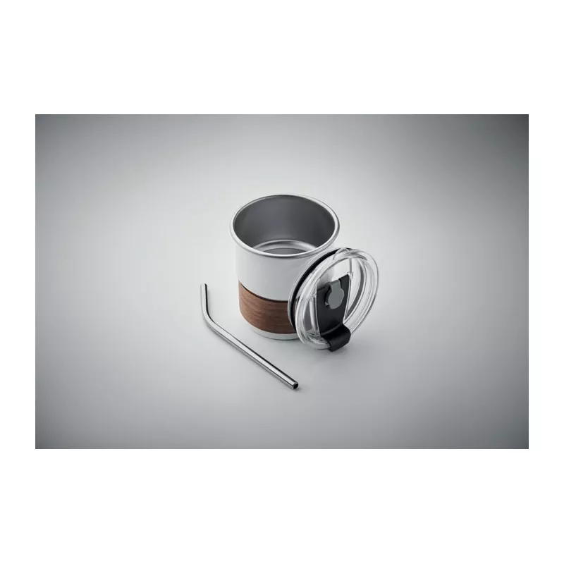 Kubek stalowy ze słomką 260 ml MATE - Bialy (MO2423-06)