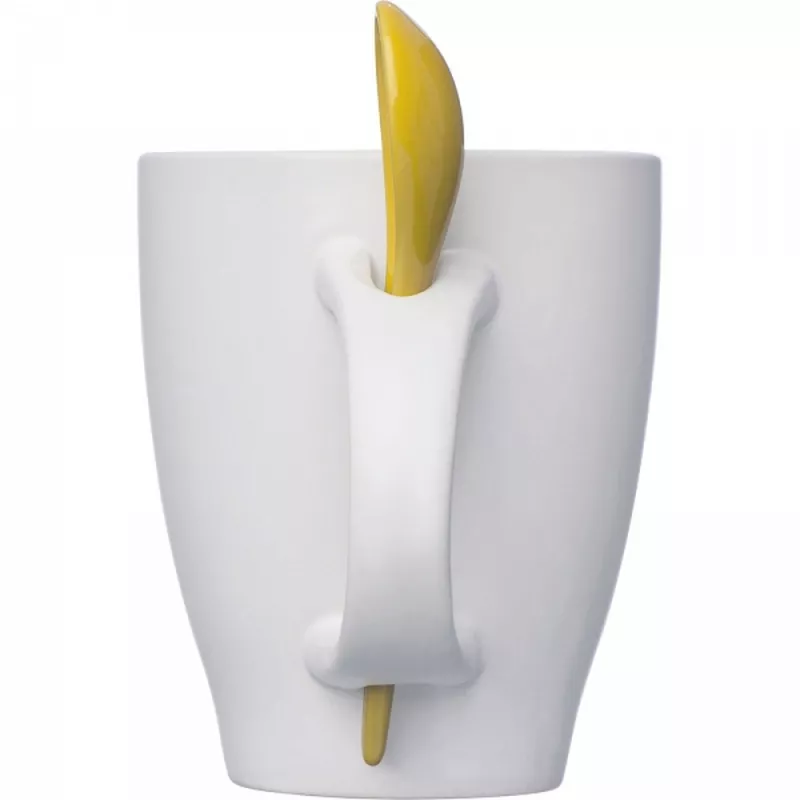 Kubek ceramiczny z łyżeczką 250 ml ARMANDO - żółty (8509508)