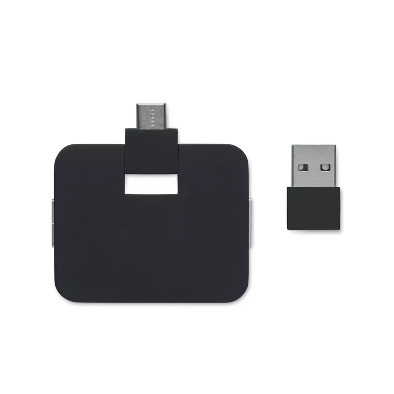 Hub USB 4-portowy z USB-C SQUARE-C - Czarny (MO2254-03)