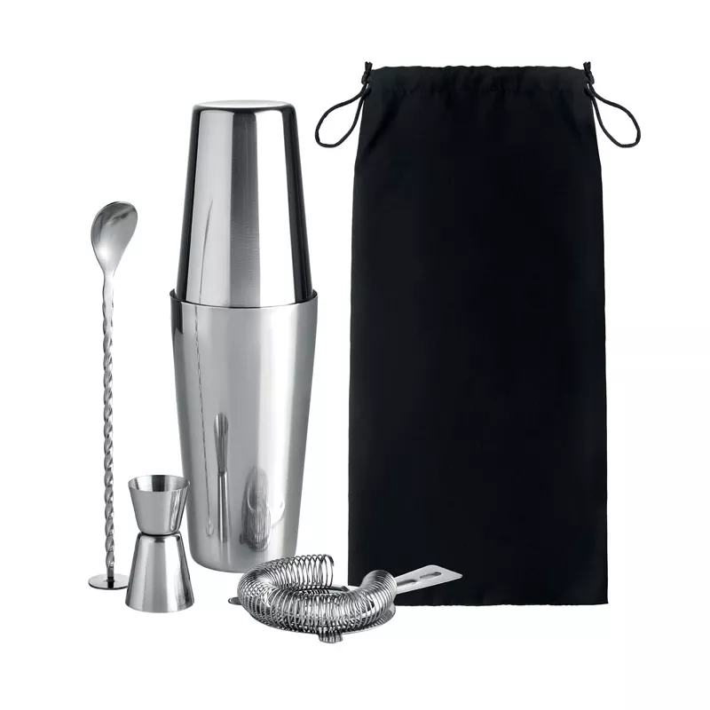 Zestaw koktajlowy z shakerem 750 ml BOSTON - Srebrny Blyszczacy (MO6224-17)