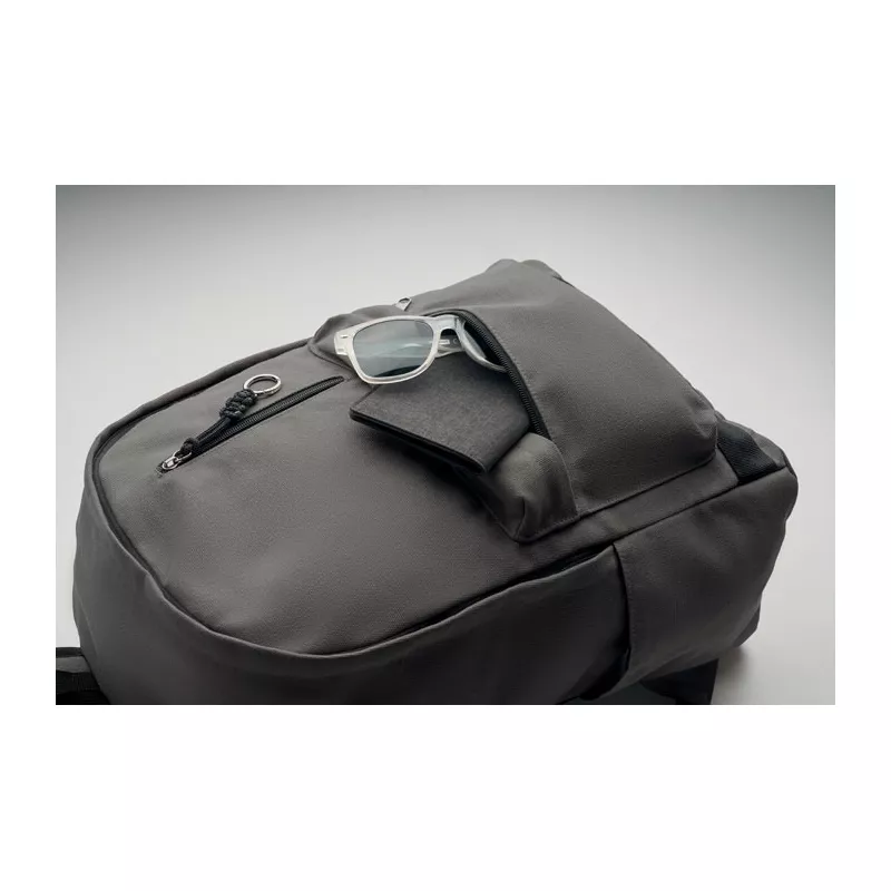 Plecak na laptop 15" z recyklingu 450 g/m² LEIRUR - Kamienny Szary (MO2391-15)