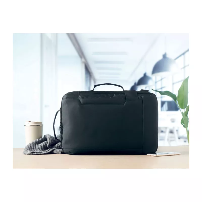 Plecak na laptop 16" z RPET z kablem USB SINGAPORE - Czarny (MO6329-03)