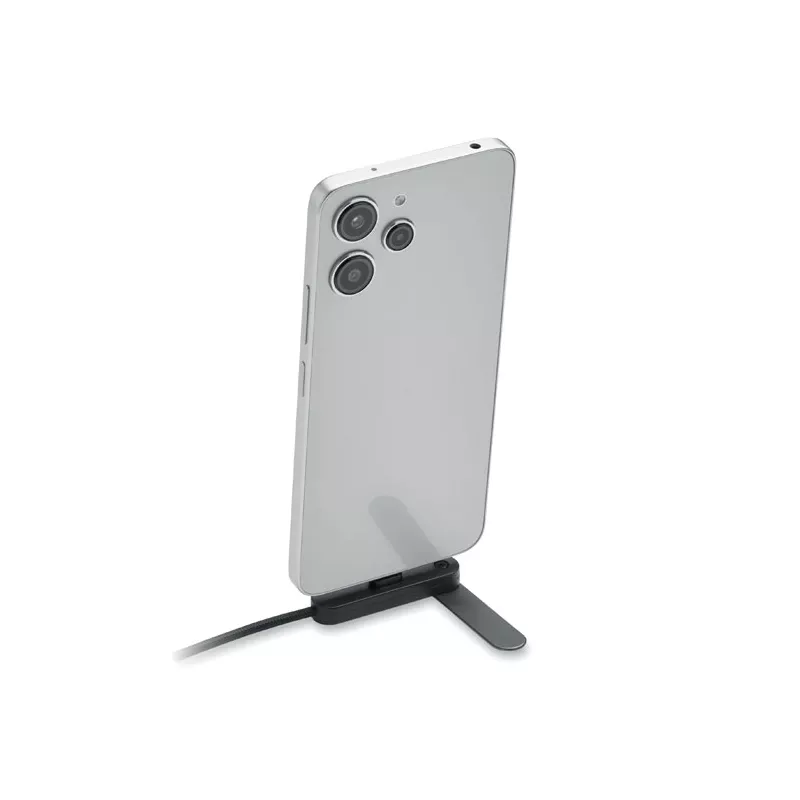 Kabel USB-C 60W z podstawką na telefon NIFTY - Czarny (MO3192-03)