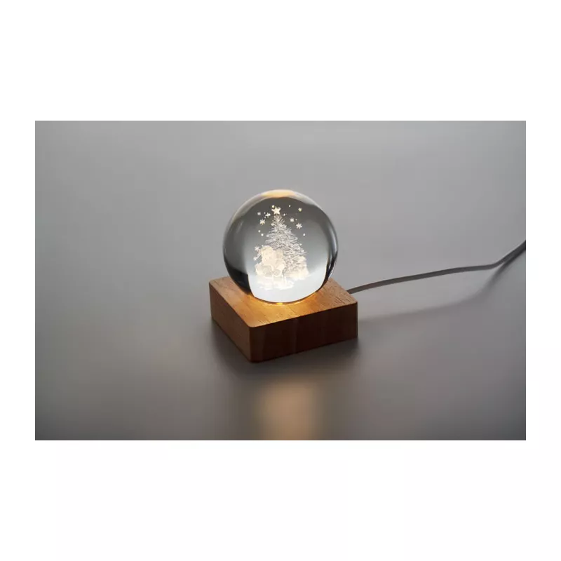 Kula szklana LED na drewnianej podstawie SANTA LIGHT - Drewna (CX1541-40)