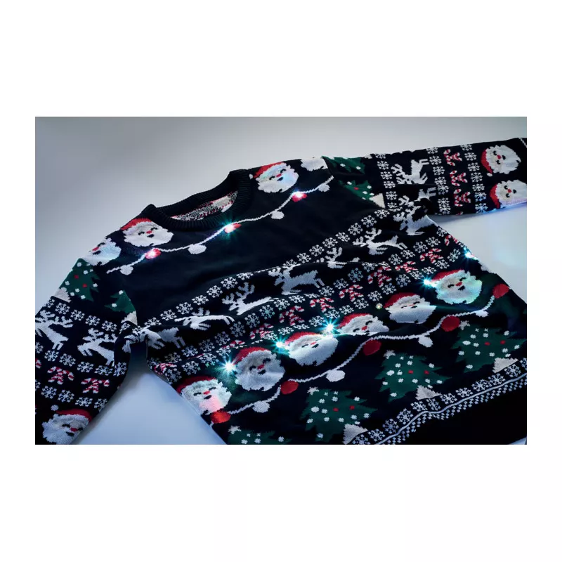Sweter świąteczny z 10 lampkami LED S/M SHAMIS - Czarny (CX1553-03)