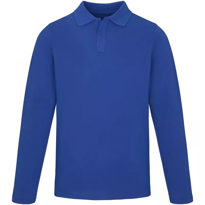 Męskie polo Oakville z długim rękawem - Niebieski (38086-BLUE)