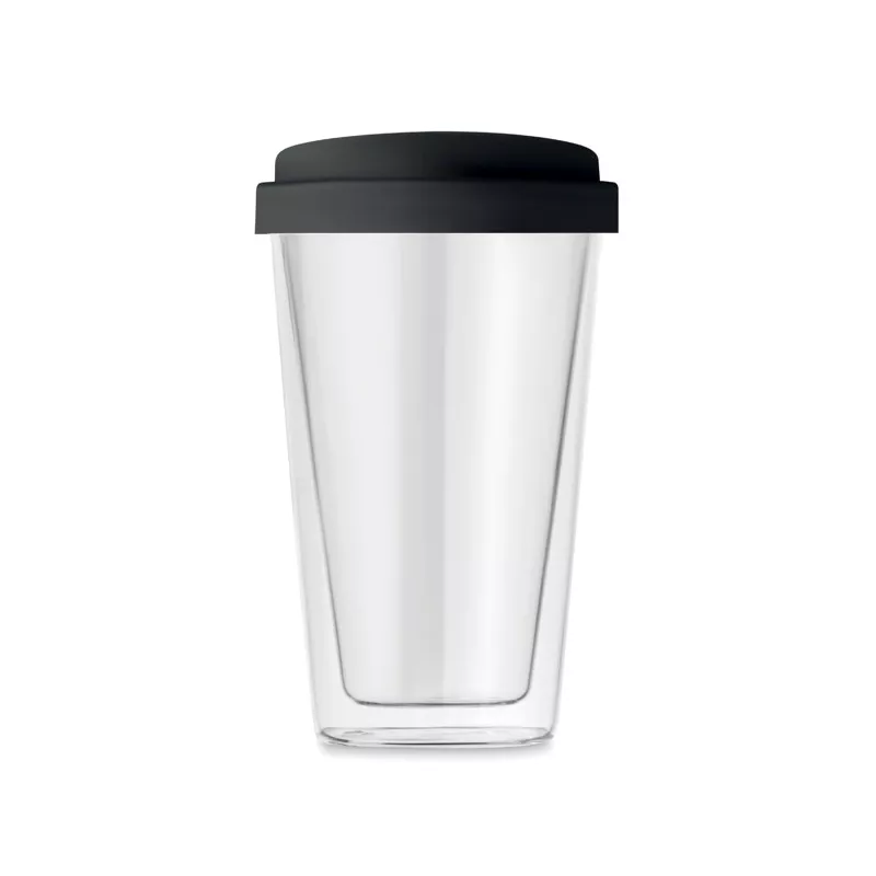 Szklanka dwuścienna z pokrywką 350 ml BIELO TUMBLER - Czarny (MO9927-03)