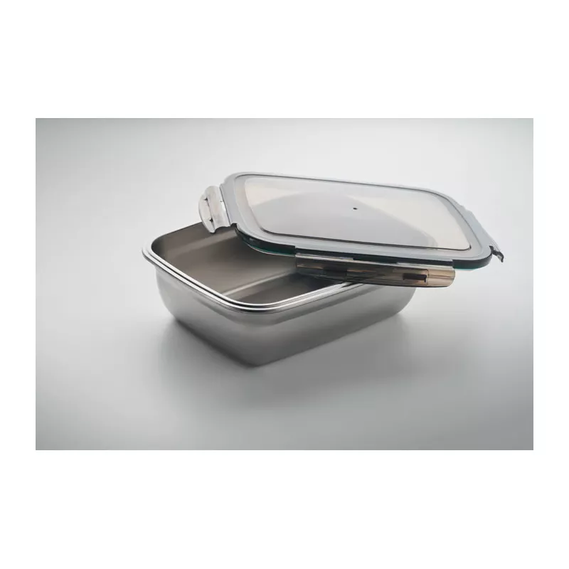 Lunchbox stalowy 1500 ml z przegrodą LOX PLUS - Przezroczysty Szary (MO2344-27)