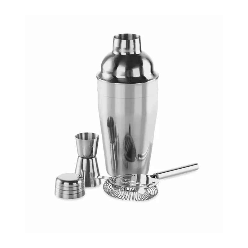 Zestaw koktajlowy stalowy z shakerem 500 ml FIZZ - Srebrny Blyszczacy (KC4298-17)