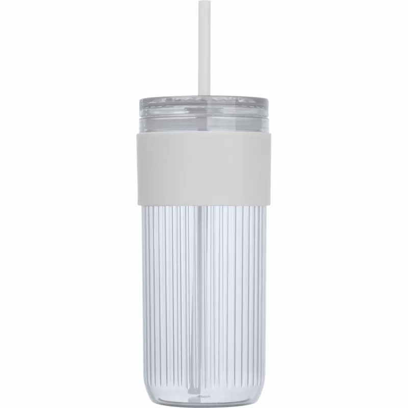 Kubek akrylowy ze słomką 660 ml SOLEDAD - biały (8552906)