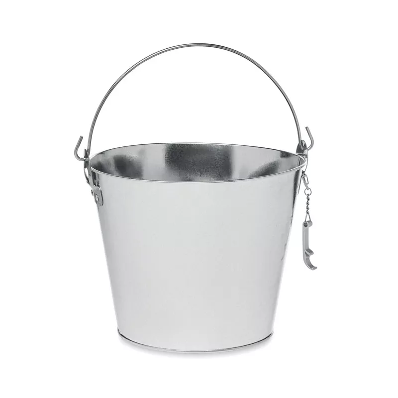 Wiaderko metalowe na napoje 4 l z otwieraczem BUCKY - Srebrny Mat (MO6777-16)