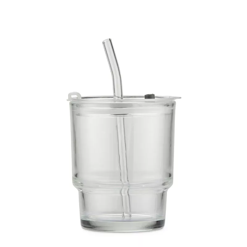 Kubek szklany z rurką NOA 350 ml - przezroczysty (16059-00)