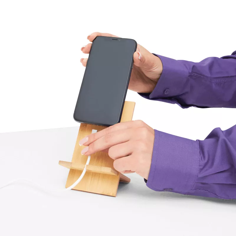 Stojak na smartfon BAMBOO CHAIR - brązowy (56-1107369)