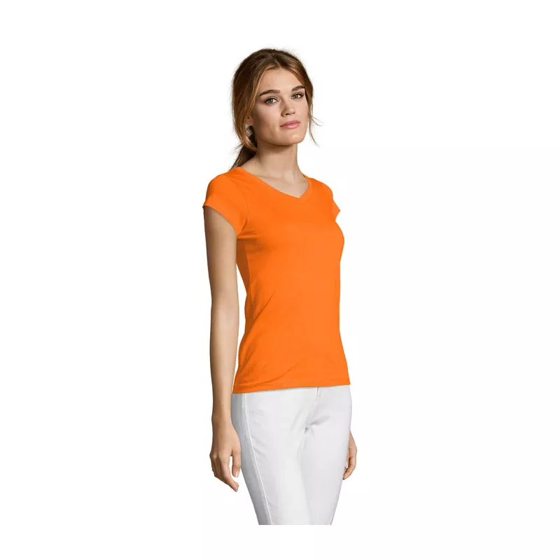 Koszulka damska z dekoltem w serek 150 g/m² Sol's MOON - Pomaranczowy (S11388-OR)