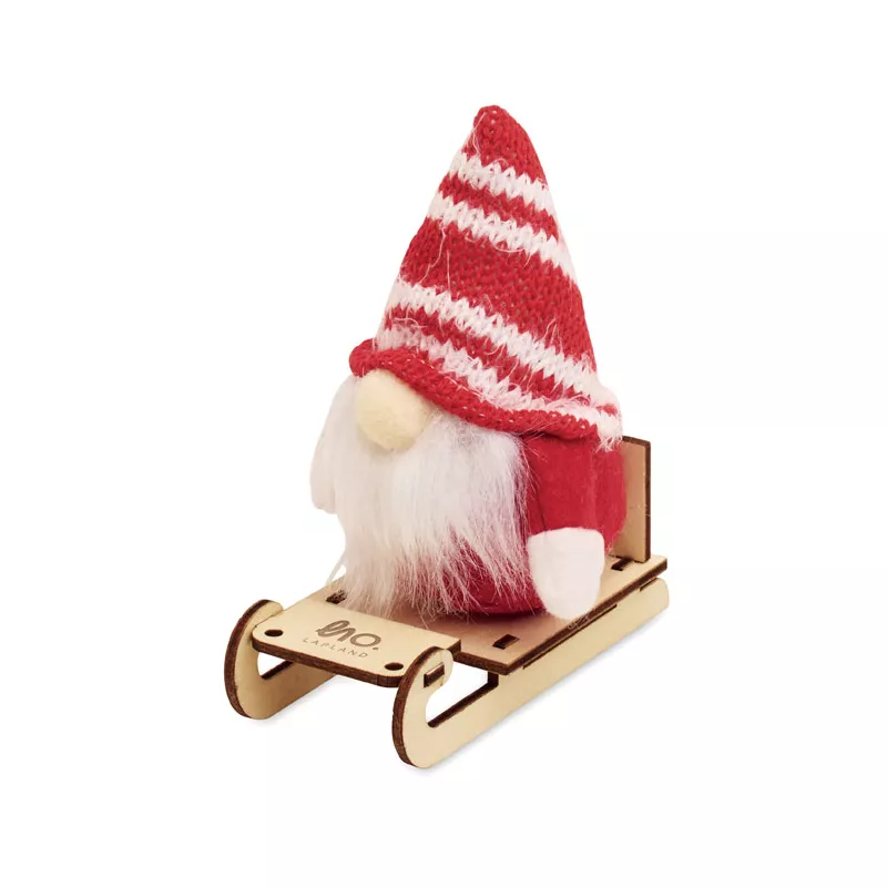 Skrzat świąteczny na drewnianych saniach FROSTY SLEIGH - Czerwony (CX1588-05)