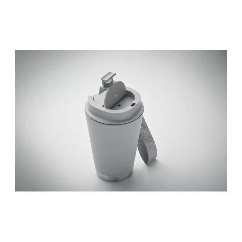 Kubek dwuścienny z PP z paskiem 300 ml TOPIZ - Szary (MO2596-07)
