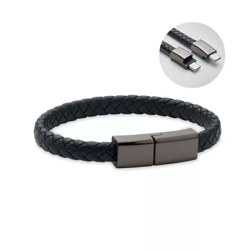 Bransoletka z kablem USB-C 60W FAULETI CHARGE - Czarny (MO2646-03)