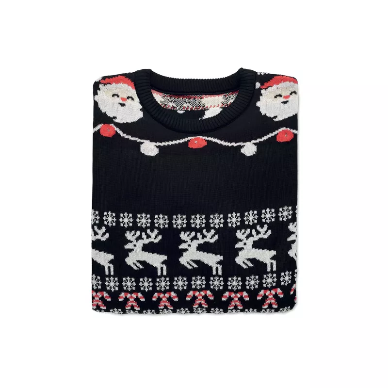 Sweter świąteczny z 10 lampkami LED S/M SHAMIS - Czarny (CX1553-03)