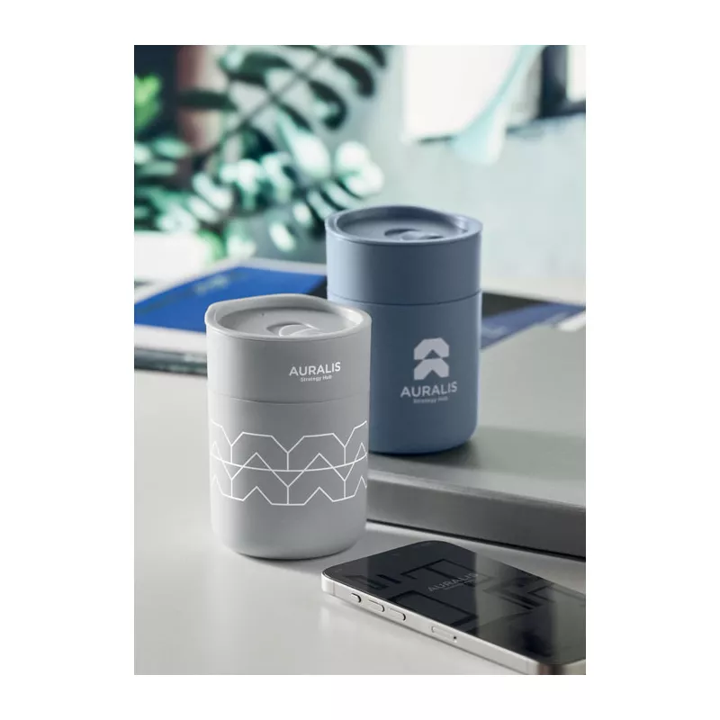 Kubek z PP z silikonową osłoną 330 ml GOBLET - Szary (MO2773-07)