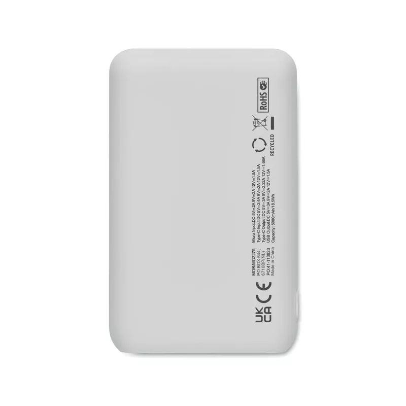 Powerbank 5000 mAh z ABS z recyklingu POWER52C - Bialy (MO2279-06)