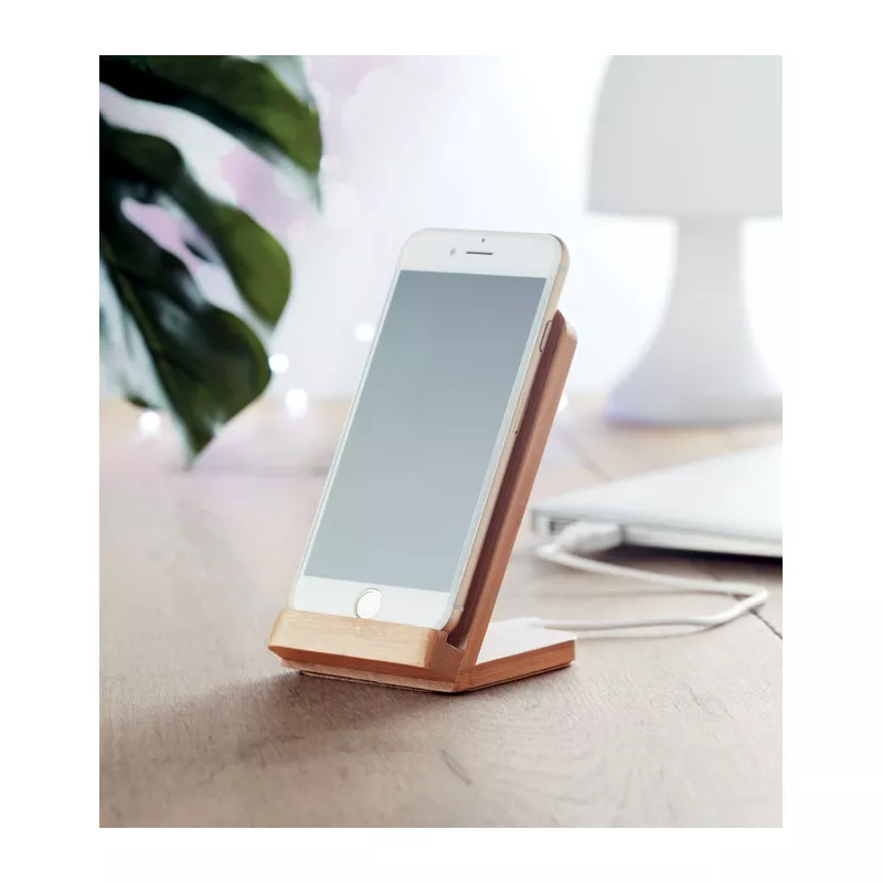 Ładowarka ze stojakiem 15W WIRESTAND - Drewna (MO9692-40)