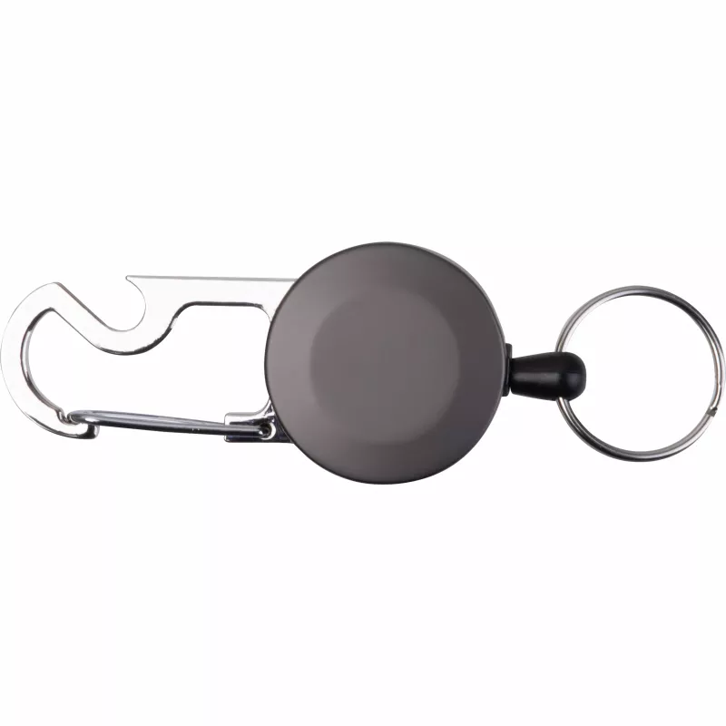 Brelok do kluczy z linką, karabińczykiem i otwieraczem do butelek PEGGY - czarny (9544603)