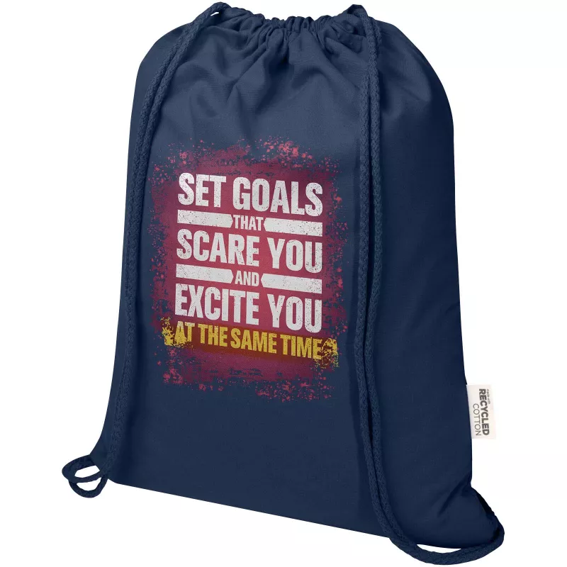 Peru Blend torba ściągana sznurkiem z materiału z recyklingu z certyfikatem GRS o gramaturze 180 g/m², 5 l - Granatowy (12079155)