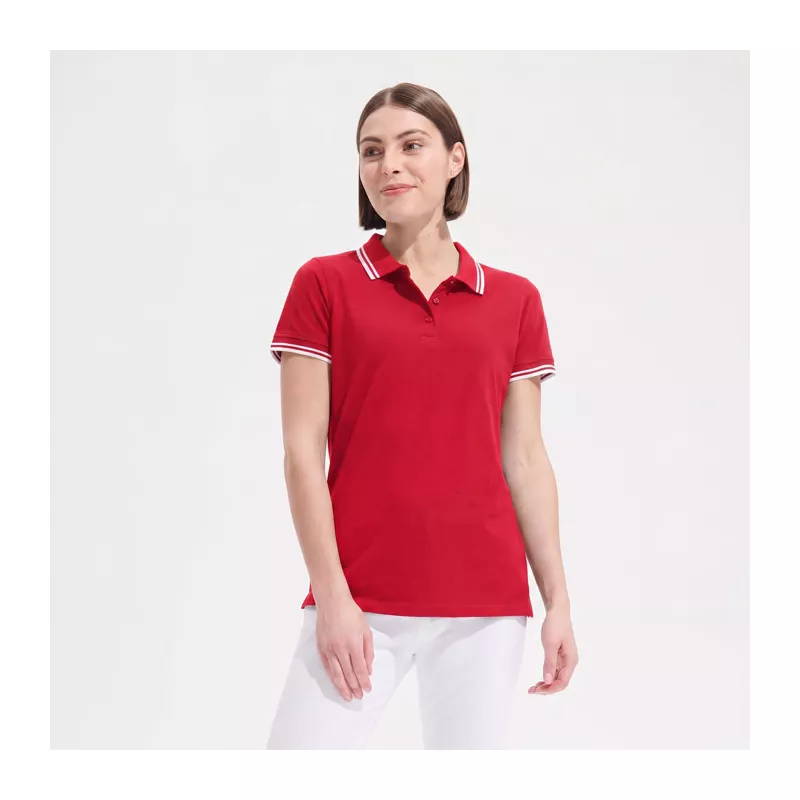 Polo damskie z piki 200 g/m² Sol's PASADENA WOMEN - Rojo/Blanco (S00578-RE)