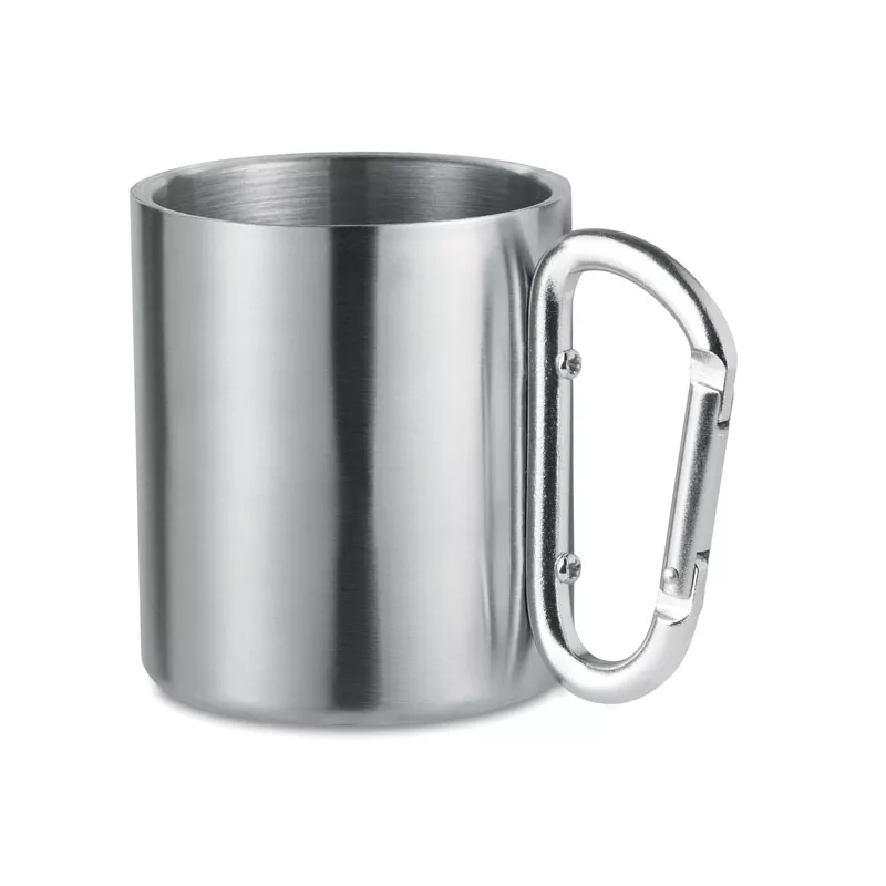 Kubek stalowy dwuścienny z karabinkiem 220 ml TRUMBO - Srebrny Mat (MO8313-16)