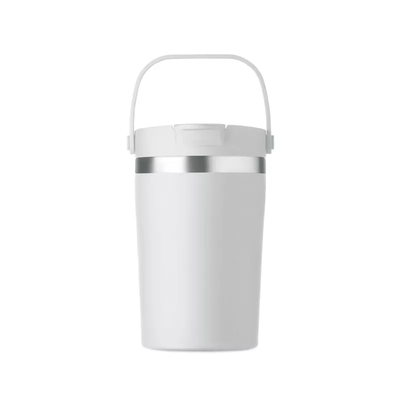 Kubek termiczny ze słomką i paskiem 350 ml COZYCUP - Bialy (MO2922-06)
