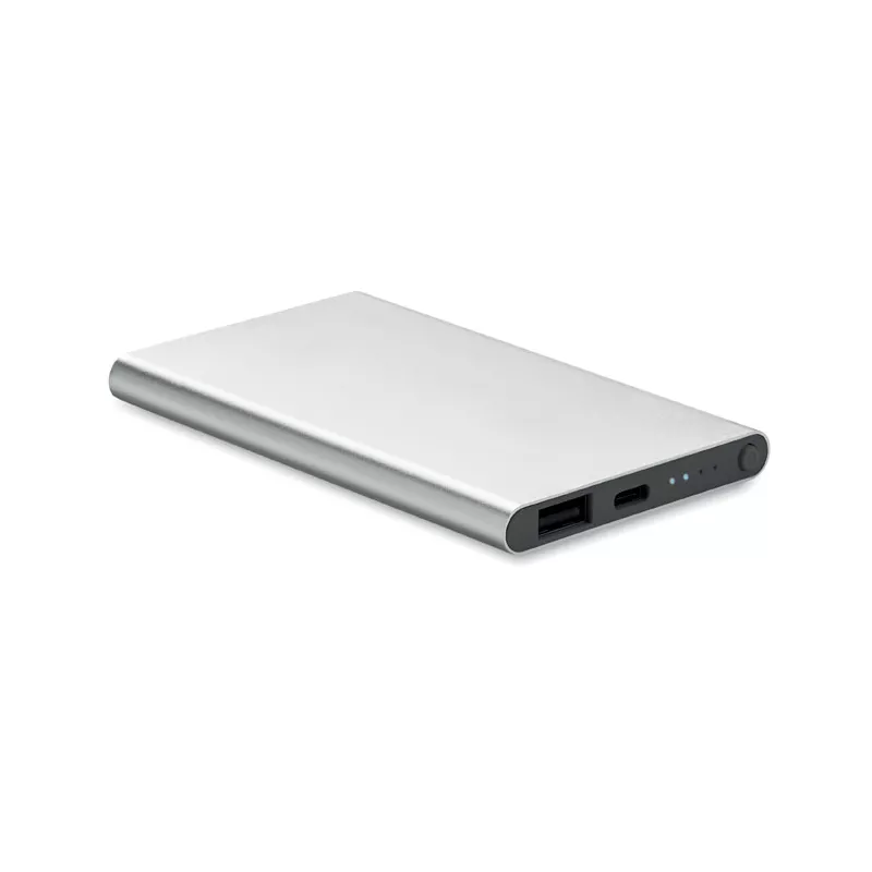 Powerbank płaski 4000 mAh aluminiowy POWERFLAT C - Srebrny Mat (MO6825-16)
