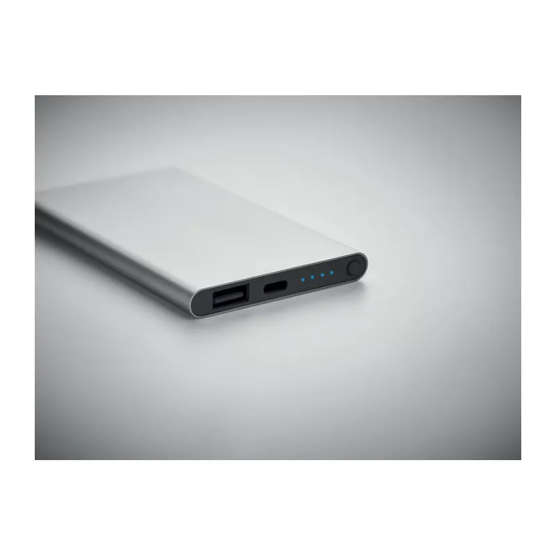 Powerbank płaski 4000 mAh aluminiowy POWERFLAT C - Srebrny Mat (MO6825-16)