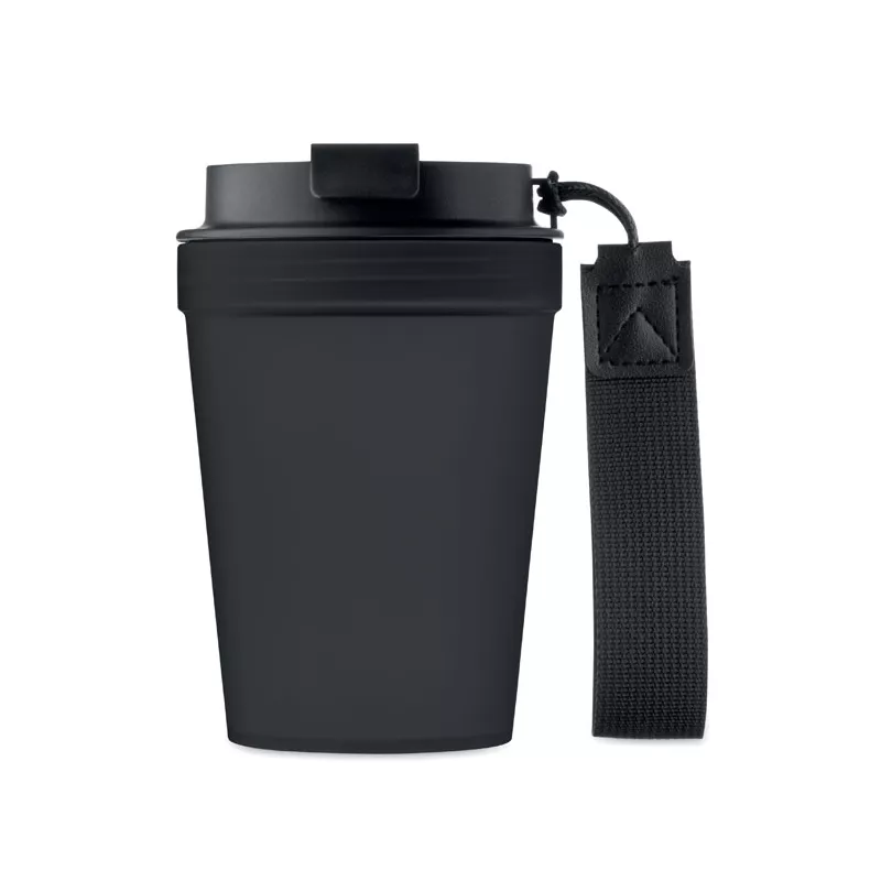 Kubek z PP z paskiem 300 ml ISFORDEN TUMBLER - Czarny (MO2670-03)