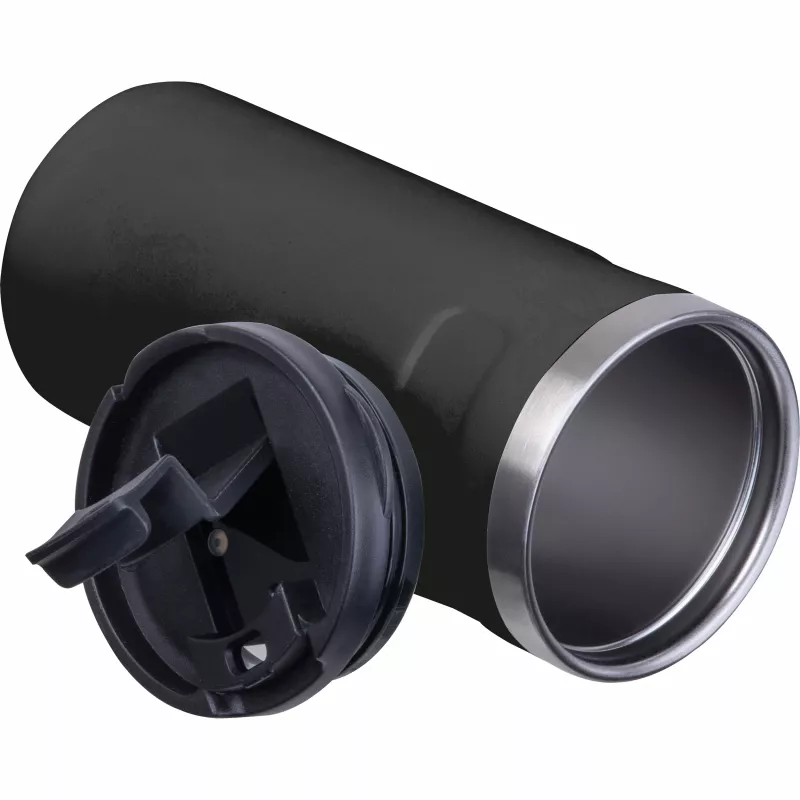 Kubek termiczny ze stali z recyklingu 450 ml SILVIO - czarny (8536503)