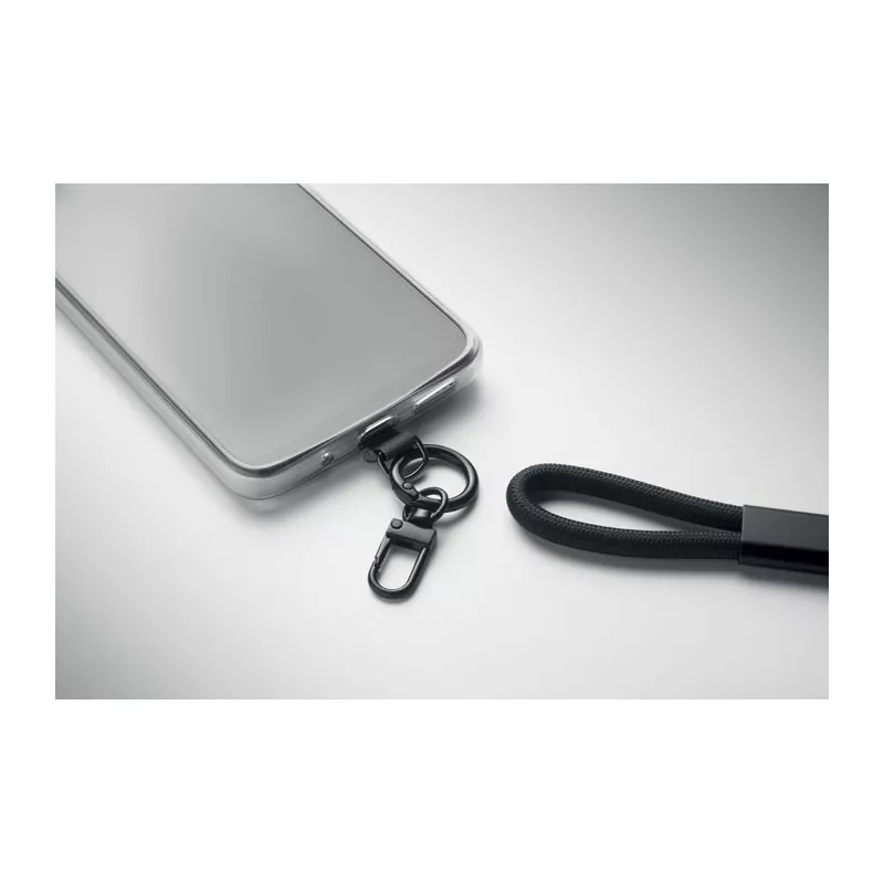 Smycz krótka do telefonu z kablem 60W VRIST - Czarny (MO2681-03)