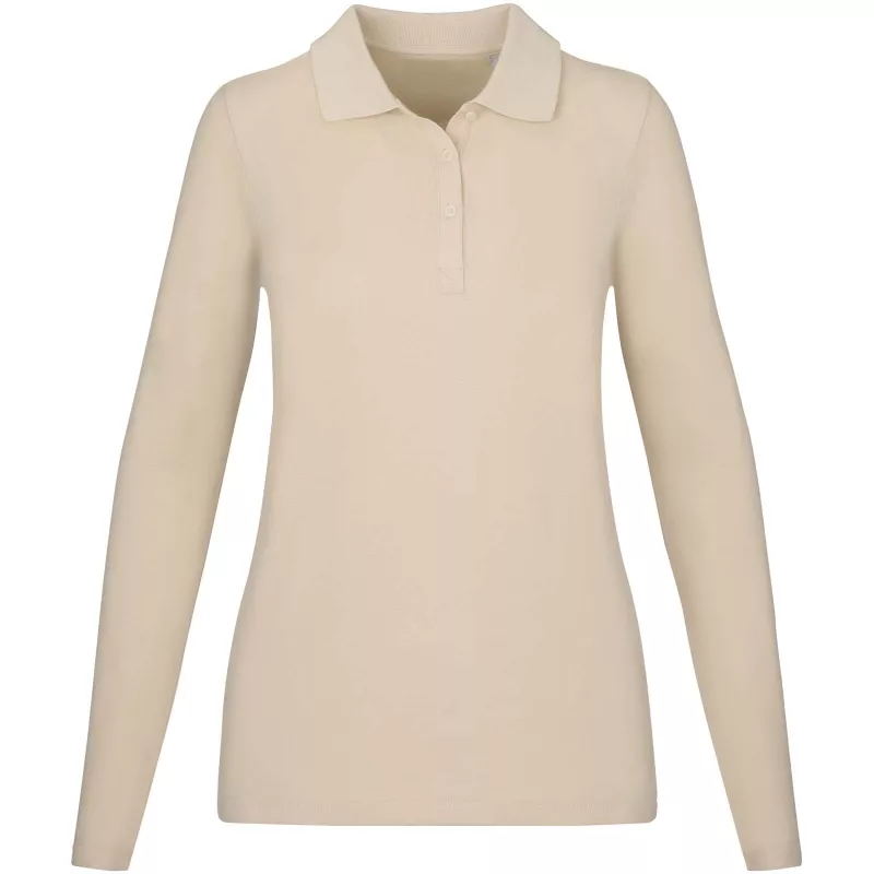 Damskie polo Oakville z długim rękawem - Sandstone (38087-SANDSTON)