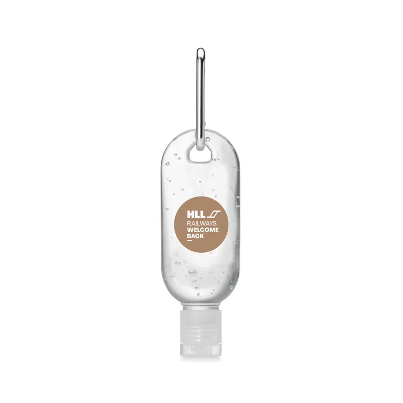 Żel do mycia rąk 30 ml z karabińczykiem GEL2GO - Przezroczysty (MO6130-22)