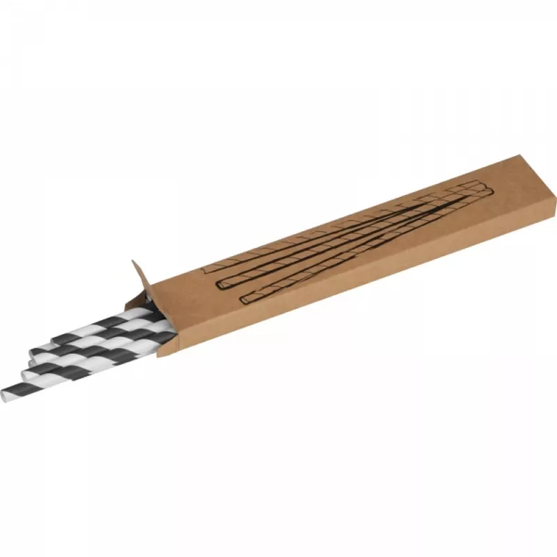 Słomki do napojów tekturowe 10 szt. LINA - czarny (8119103)