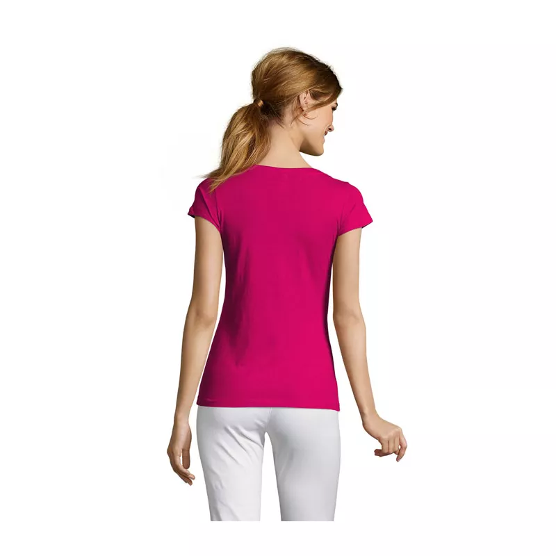 Koszulka damska z dekoltem w serek 150 g/m² Sol's MOON - Fuchsia (S11388-FU)