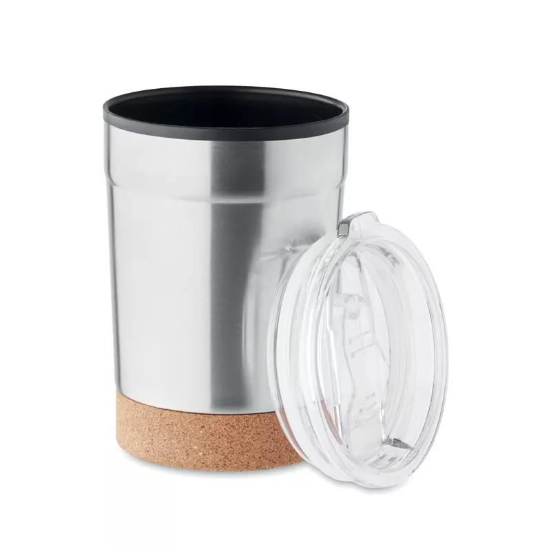 Kubek termiczny 300 ml z korkową podstawką NOMU - Srebrny Mat (MO2187-16)