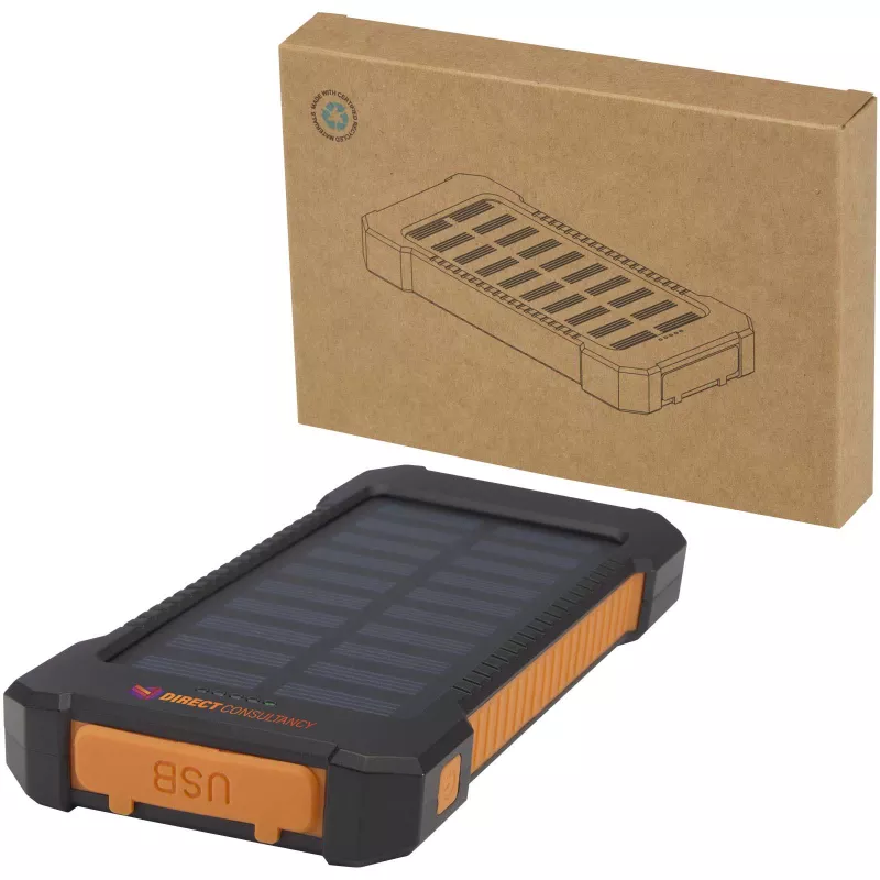 Altair wytrzymały powerbank o pojemności 5000 mAh i mocy 10 W, wykonany z tworzyw sztucznych pochodzących z recyklingu, z wbudowaną latarką - Czarny (12447190)