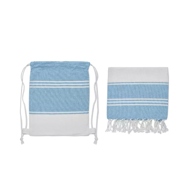 Ręcznik hammam z workiem 90x160 cm 180 g/m² HAMMA - Turkusowy (MO2584-12)
