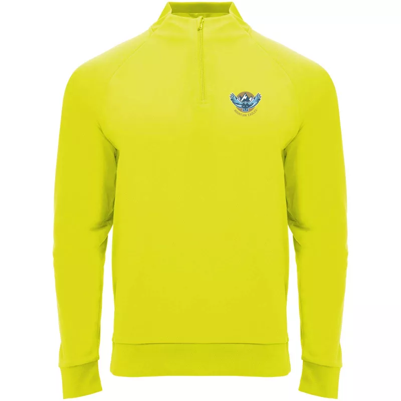 Epiro bluza unisex z długim rękawem i zamkiem błyskawicznym 1/4 200 g/m² - Fluor Yellow (R1115-FLYELLOW)
