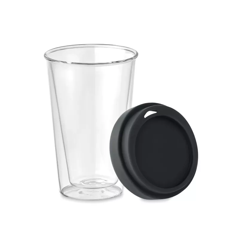 Szklanka dwuścienna z pokrywką 350 ml BIELO TUMBLER - Czarny (MO9927-03)