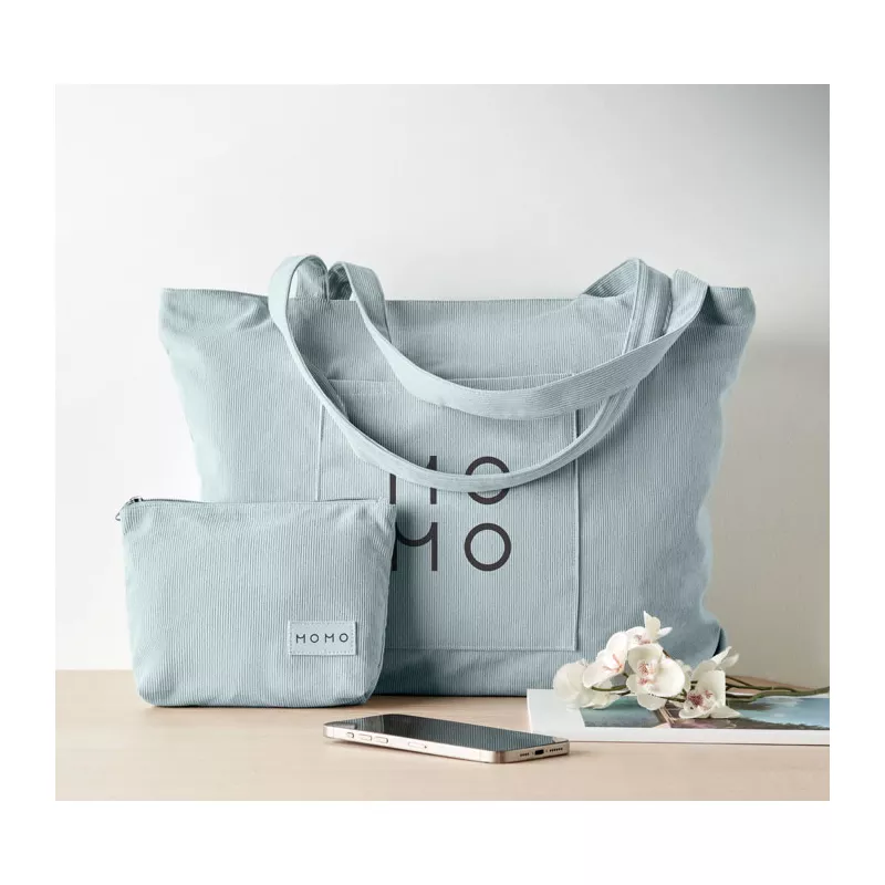 Torba sztruksowa duża z zamkiem 220 g/m² CORDY G - Baby Blue (MO2875-66)