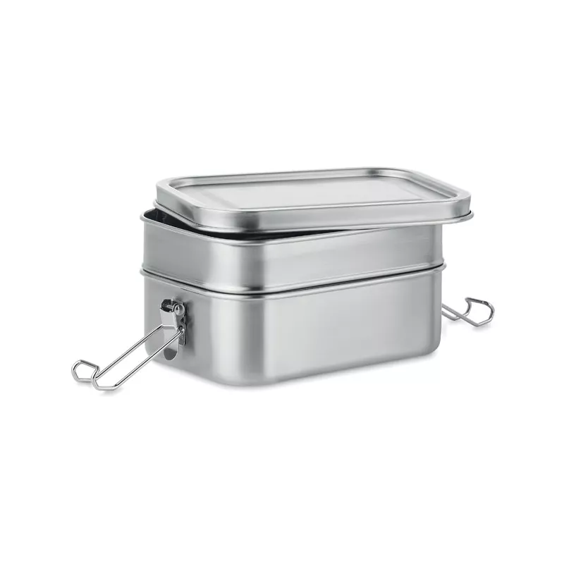 Pudełko na lunch stalowe 2 komory 1200 ml DOUBLE CHAN - Srebrny Mat (MO6212-16)